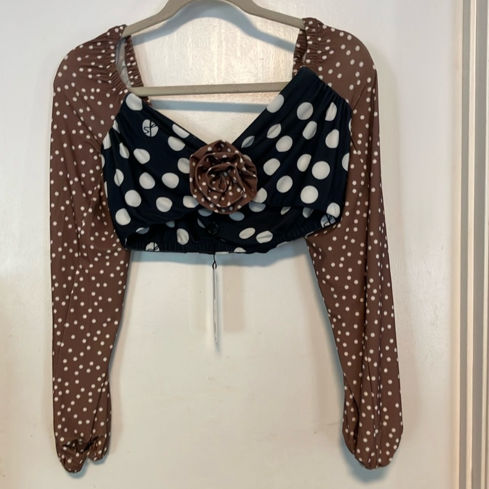NWT Saks Potts Sofia Polka Dot Cropped Women's Top size Small